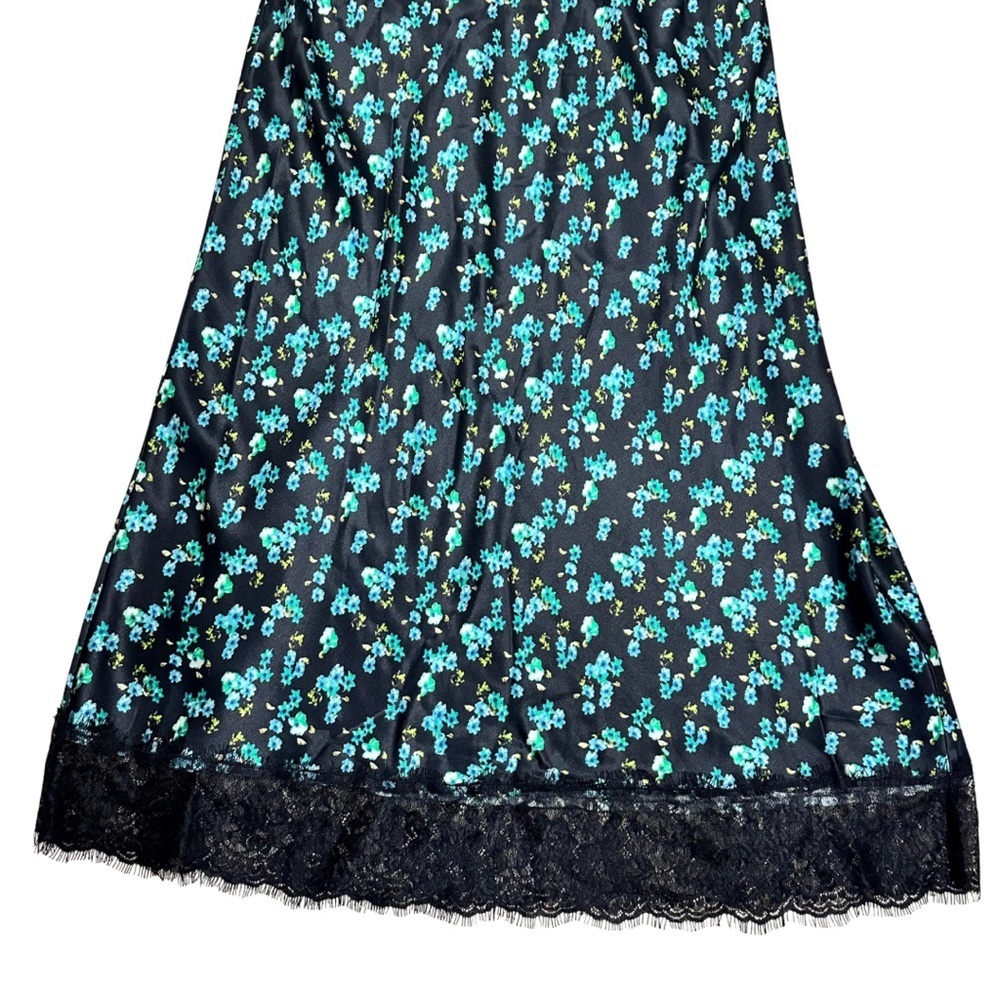 Rails Pandora Floral Satin Crepe Midi Dress Black 
Green SZ Small Fairy EUC - Picture 8 of 10